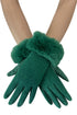 Faux Fur Trim Touch Screen Gloves