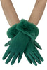 Faux Fur Trim Touch Screen Gloves