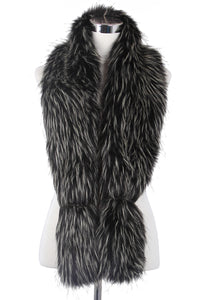 Long Two Tone Faux Fur Collar - Black