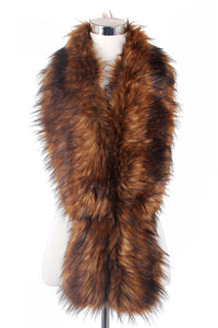 Long Two Tone Faux Fur Collar - Copper