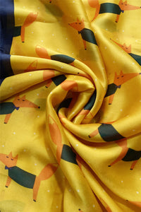Fox Character Print Silk Scarf - Fashion Scarf World