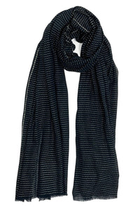 Stitches Pattern Frayed Scarf