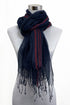 Linen Thin Stripes Border Tasselled Scarf