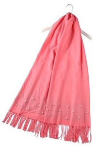 Crystal & Pearl Plain Scarf - Candy Pink