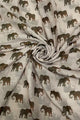 African Elephant Print Scarf with Frayed Edge