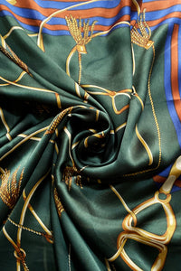 Elegant Tassel & Buckle Print Silk Scarf - Fashion Scarf World