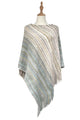 Knitted Stripe Tassel Poncho - Fashion Scarf World