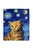 Impressionist Style Starry Night Cat Print Silk Scarf