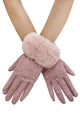 Pearl Diamond Print Faux Fur Trim Touch Screen Gloves
