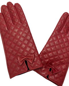 Real Leather Square Quilted Gloves