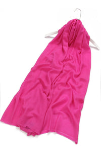 Plain Colour Pure Cashmere Scarf - Hot Pink