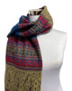Aztec Wool Blend Tassel Scarf - Blue & Beige