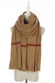 Simple Cross Line Print Frayed Scarf