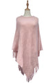Plain Knitted Tassel Poncho - Fashion Scarf World