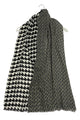 Houndstooth & Herringbone Print Frayed Scarf