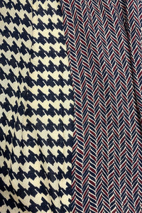 Houndstooth & Herringbone Print Frayed Scarf