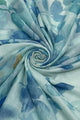 Ink Blot Leaves Print Scarf with Frayed Edge