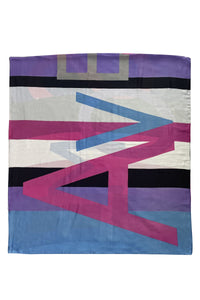 Loud Colour Block Letter Print Silk Scarf