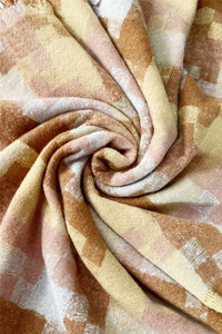 Woven Check Boucle Frayed Scarf - Brown/Sky Blue