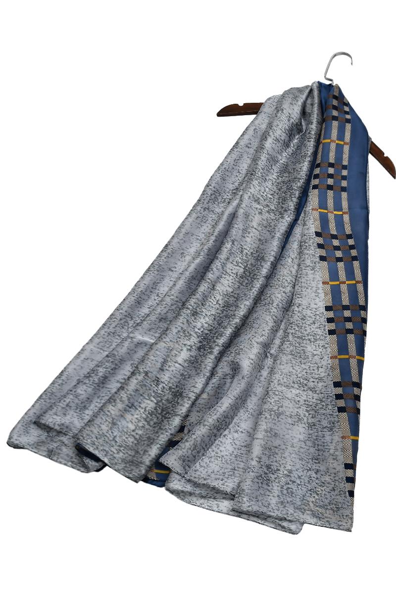 Border Check Scarf Lattice Check Border Print Silk Scarf– Fashion Scarf World