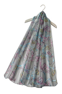 Chain & Buckle Print Chiffon Scarf