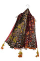 Leopard & Floral Stripe Print Square Tassel Scarf