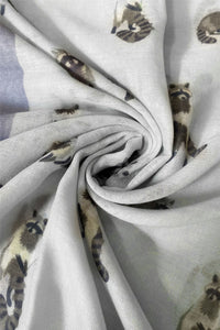 Raccoon Print Frayed Scarf - Fashion Scarf World