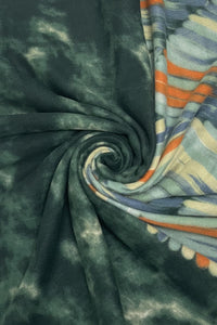 Feather Fan Border Tie Dye Soft Wool Blanket Frayed Scarf