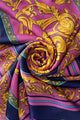 Traditional Floral Border Print Silk Scarf