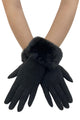 Faux Fur Trim Touch Screen Gloves
