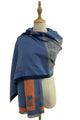 Cat Print Colour Block Reversible Frayed Scarf