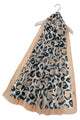 Abstract Leopard Print Scarf with Frayed Edge