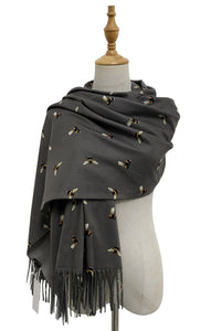 Bumble Bee Print Tassel Scarf