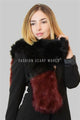 Two Tone Long Faux Fur Collar - Black