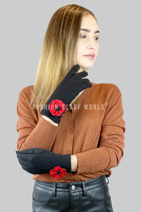 3D Poppy Flower Touchscreen Gloves - Fashion Scarf World