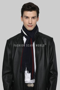 Three Stripes Knitted Tassel Unisex Scarf - Fashion Scarf World