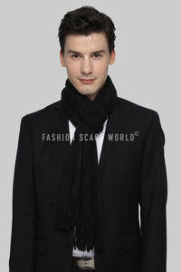 Plain Knitted Unisex Tassel Scarf - Fashion Scarf World