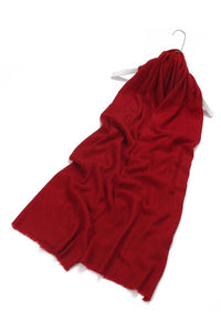 Plain Colour Pure Cashmere Scarf - Red - Fashion Scarf World