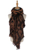Colourful Sequin Leopard Print Frayed Blanket Wrap - Orange