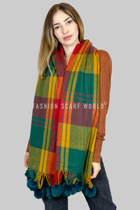 Colourful Tartan Wool Tassel Scarf - Fashion Scarf World