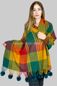 Colourful Tartan Wool Tassel Scarf - Fashion Scarf World