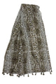 Silver Splatter Foiled Snakeskin Print Scarf with Tassels - Fashion Scarf World