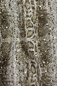 Silver Splatter Foiled Snakeskin Print Scarf with Tassels - Fashion Scarf World