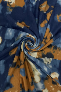 Abstract Flower Print Soft Wool Tassel Scarf
