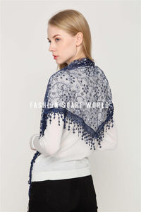 Glitter Flower Triangle Tassel Scarf - Fashion Scarf World