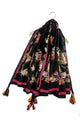 Symmetrical Butterfly Print Square Tassel Scarf