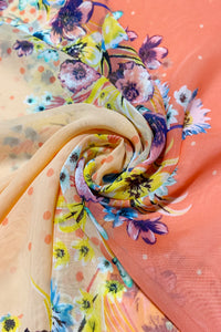 Dotty Ombre Floral Print Chiffon Scarf - Fashion Scarf World