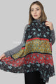 Colour Block Ivy Print Frayed Scarf - Black/Red