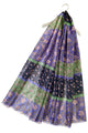 Colour Block Ivy Print Frayed Scarf - Blue/Green