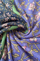 Colour Block Ivy Print Frayed Scarf - Blue/Green
